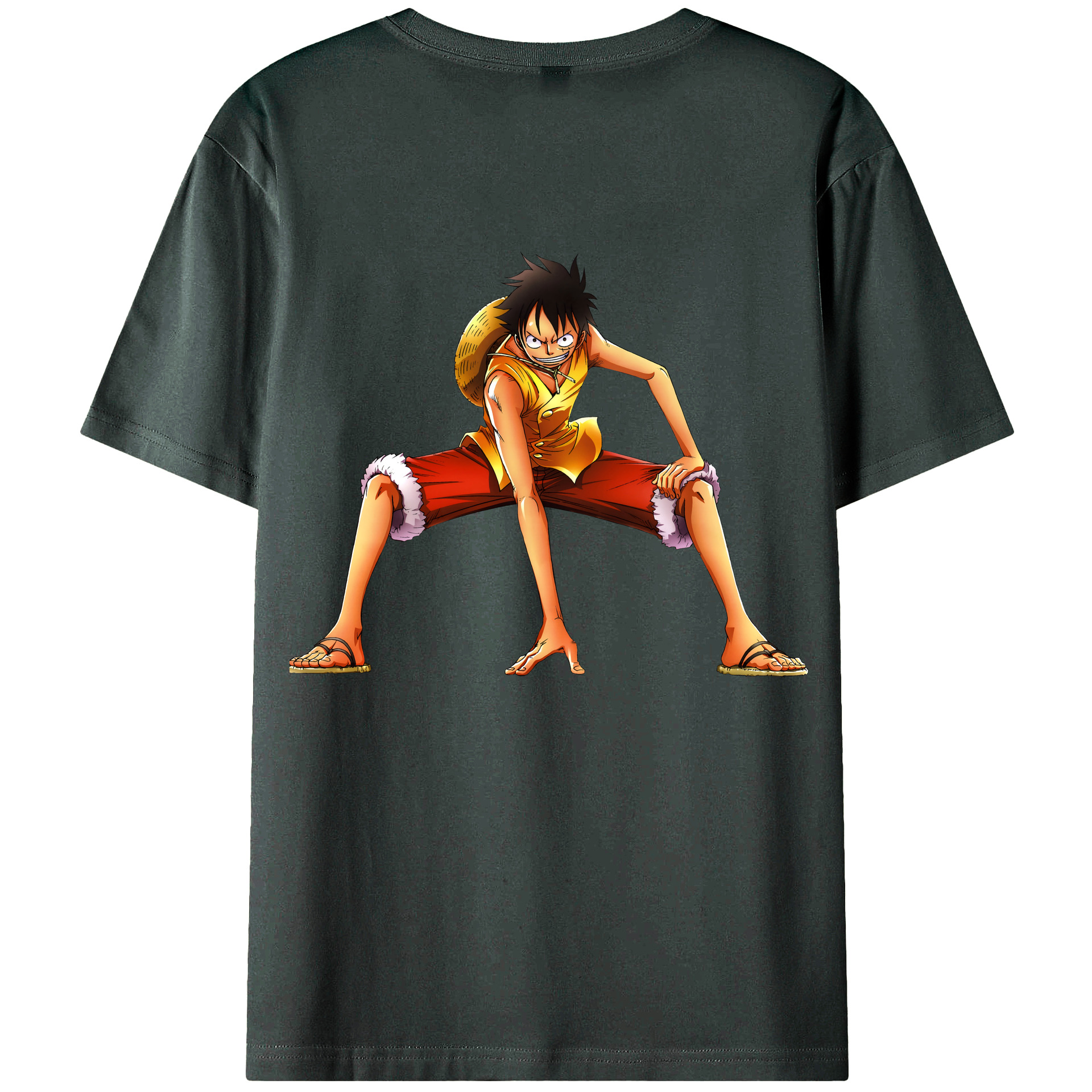 ワンピース モンキー・D・ルフィ ONE PIECE Monkey D. Luffy 綿100％ メンズ半袖Tシャツ（バックプリント） 通気性